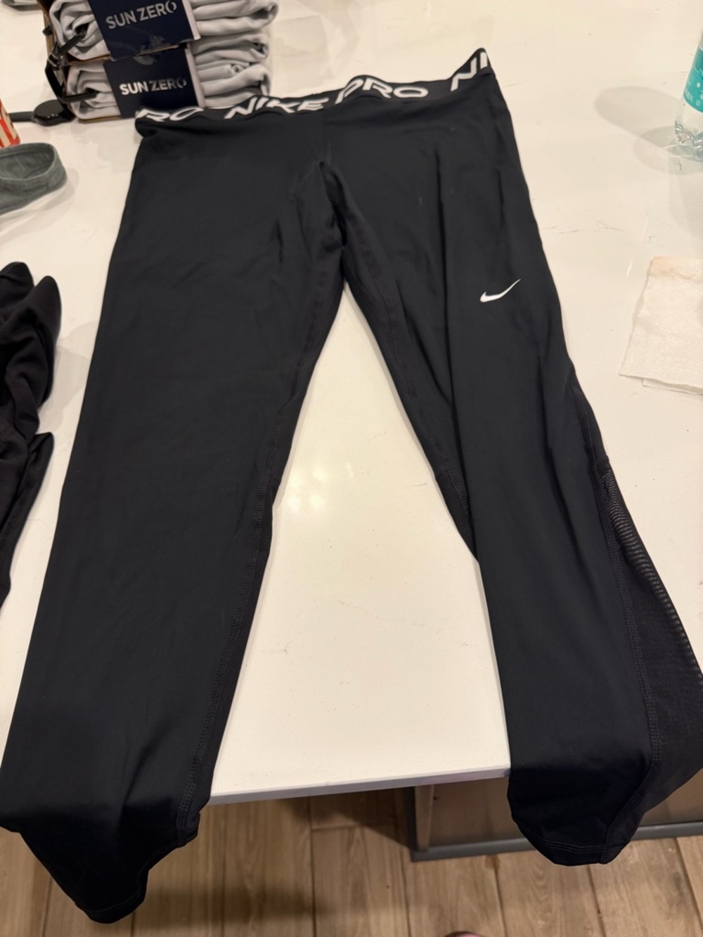 Nike Black Dri-FIT Nike Pro Leggings with White Swoosh
